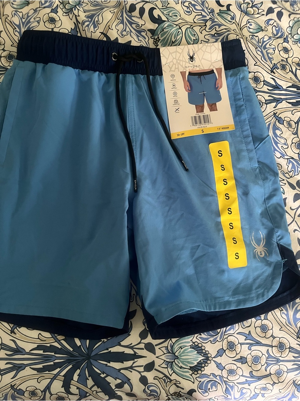 NWT Spyder Turquoise Swim Shorts with Navy trim